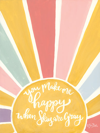Sara Baker BAKE251 - BAKE251 - Happy Sunshine      - 12x16 Sunshine, Music, You are My Sunshine, Song, Sun Rays, You Make Me Happy, Typography, Signs, Children from Penny Lane