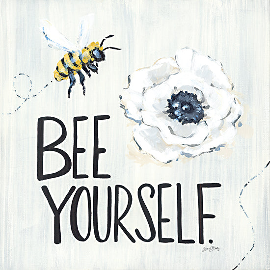 Sara Baker BAKE255 - BAKE255 - Bee Yourself    - 12x12 Inspirational, Be Yourself, Typography, Signs, Textual Art, Bees, Flowers, White Flowers, Whimsical, Spring, Farmhouse/Country from Penny Lane