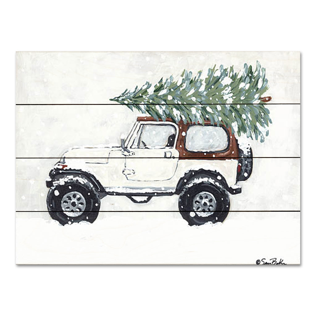 Sara Baker BAKE276PAL - BAKE276PAL - Country Road Christmas Tree - 16x12 Christmas Tree, Christmas, Holiday, Jeep, Winter, Snow, Lodge from Penny Lane