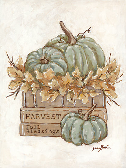 Sara Baker BAKE283 - BAKE283 - Harvest Your Blessings - 12x16 Harvest Your Blessings, Fall, Autumn, Harvest, Pumpkins, Leaves, Still Life from Penny Lane