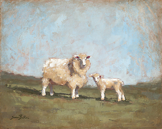 Sara Baker BAKE300 - BAKE300 - Sheep in the Pasture I - 16x12 Sheep, Lamb, Mother and Baby, Abstract, Landscape, Farm Animals from Penny Lane