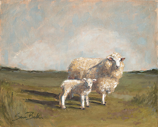 Sara Baker BAKE301 - BAKE301 - Sheep in the Pasture II - 16x12 Sheep, Lamb, Mother and Baby, Abstract, Landscape, Farm Animals from Penny Lane