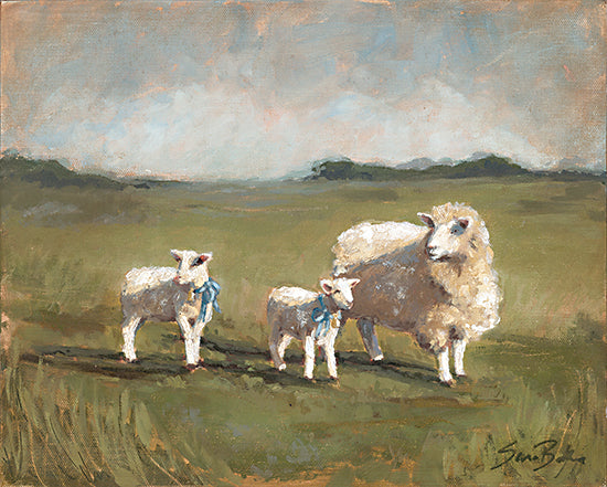 Sara Baker BAKE302 - BAKE302 - Sheep in the Pasture III - 16x12 Sheep, Lambs, Mother and Babies, Abstract, Landscape, Farm Animals from Penny Lane