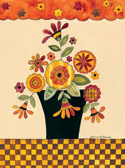 Bernadette Deming BER1222 - Fall Patterned Flowers - Patterned Flowers, Vase, Checkered Border from Penny Lane Publishing