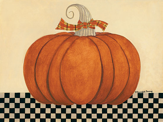Bernadette Deming BER1376 - BER1376 - Russet Pumpkin - 16x12 Pumpkin, Halloween, Checkerboard Table, Plaid Bow from Penny Lane