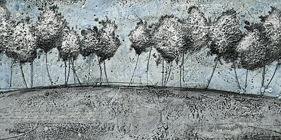 Britt Hallowell BHAR509 - BHAR509 - A Route of Silver     - 18x9 Abstract, Trees, Silver, Blue, Textured, Contemporary from Penny Lane
