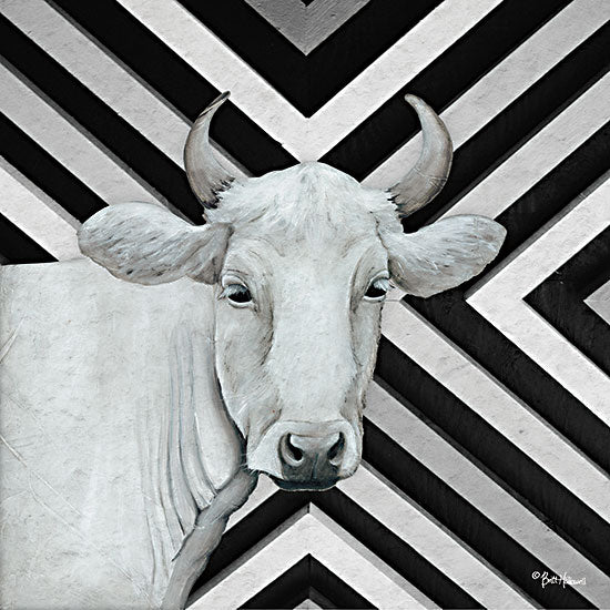 Brit Hallowell BHAR564 - BHAR564 - January Cow I - 12x12 Cow, Farm Animal, Black & White, Patterns, Portrait from Penny Lane