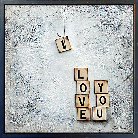 Britt Hallowell BHAR578 - BHAR578 - I Love You - 12x12 Abstract, I Love You, Love, Scrabble Tiles, Textured, Typography, Signs from Penny Lane
