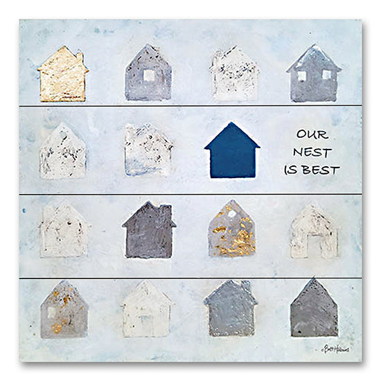 Britt Hallowell BHAR584PAL - BHAR584PAL - Our Nest is Best - 12x12  Our Nest is Best, Houses, Abstract, Whimsical, Signs from Penny Lane