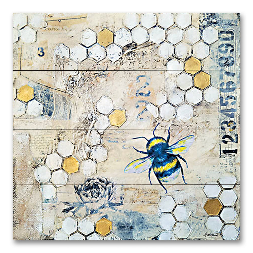 Britt Hallowell BHAR598PAL - BHAR598PAL - Busy Bees 1 - 12x12 Abstract, Bees, Honey Bees, Hive, Patterns, Geometric Shapes, Textured Art, Spring from Penny Lane