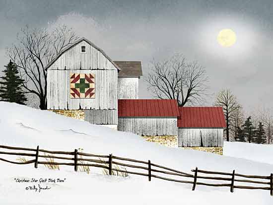 Billy Jacobs BJ1010 - Christmas Star Quilt Block Barn - Winter, Holiday, Snow, Barn, Quilt, Fence from Penny Lane Publishing