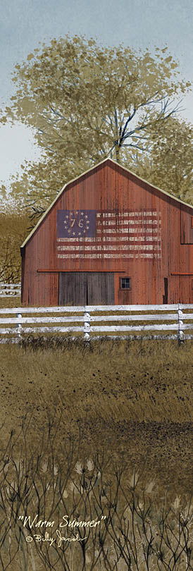 Billy Jacobs BJ1072C - BJ1072C - Warm Summer - 12x36 Barn, Farm, American Flag, Patriotic, Fence, Fields, Summer from Penny Lane