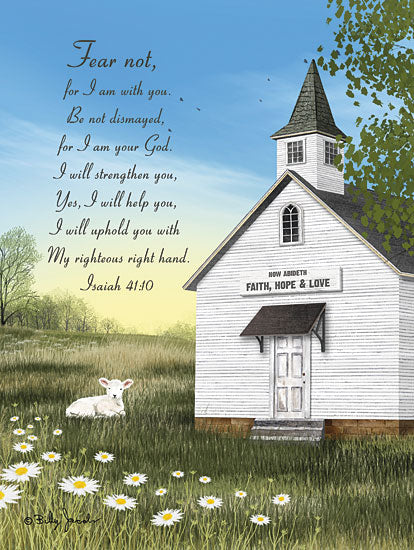 Billy Jacobs BJ1261 - BJ1261 - Fear Not with Verse - 12x16 Church, Country, Daisies, Field, Lamb, Spring, Religious, Fear Not, Bible Verse, Isaiah from Penny Lane