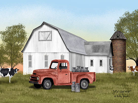 Billy Jacobs BJ1262 - BJ1262 - Yall Need Milk? - 16x12 Barn, Farm, Cows, Milk Cans, Silo, Field, Truck, Red Truck from Penny Lane