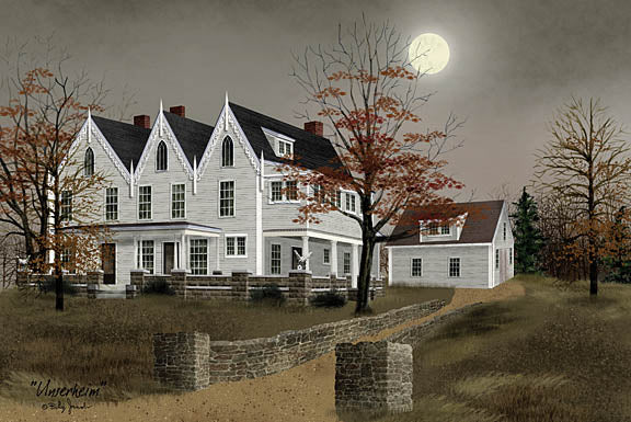 Billy Jacobs BJ1272 - BJ1272 - Unserheim - 18x12 Unserheim, Our Home, House, Evening, Night, Moon, Estate, Folk Art from Penny Lane