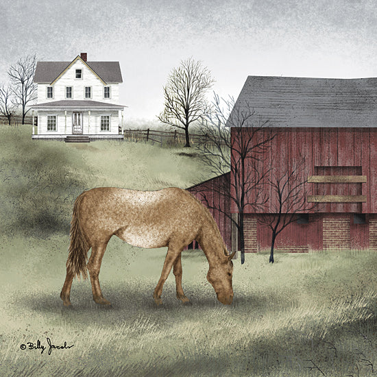 Billy Jacobs BJ1330 - BJ1330 - Old Mare - 12x12 Folk Art, Farm, Horse, Barn, Red Barn, House, Farmhouse/Country, Landscape, Old Mare from Penny Lane