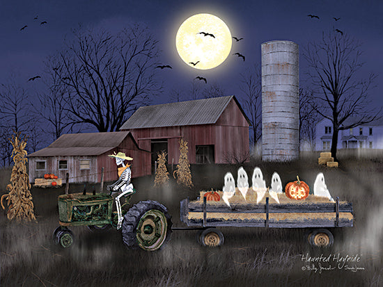 Billy Jacobs BJ1363 - BJ1363 - Haunted Hayride - 16x12 Halloween, Farm, Barn, Night, Tractor, Skeltons, Hayride, Ghost, Pumpkins, Haystacks, Full Moon, Bats, Scary, Haunted Hayride, Fall from Penny Lane