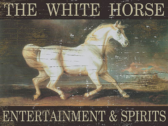 Billy Jacobs BJ205 - BJ205 - White Horse - 16x12 Horse, White Horse, Bar Sign, The White Horse Entertainment & Spirits, Typography, Signs, Textual Art, Wood Background from Penny Lane