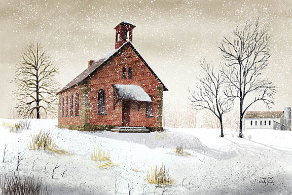 Billy Jacobs BJ230 - BJ230 - Snow Day       - 18x12 Snowy Day, Church, Religion, Winter, Snow, Landscape, Country Church, Folk Art from Penny Lane