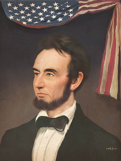 Billy Jacobs BJ369 - BJ369 - Folkart Lincoln - 12x16 Folk Art, Abraham Lincoln, American Flag, Patriotic, President, History, President's Day, Portrait from Penny Lane
