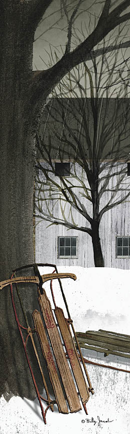 Billy Jacobs BJ401C - BJ401C - Sled - 12x36 Sled, Winter, House, Snow, Tree, Folk Art from Penny Lane