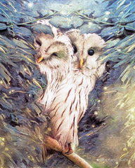 BLUE168 - Two Peek a Boo Owls - 12x16