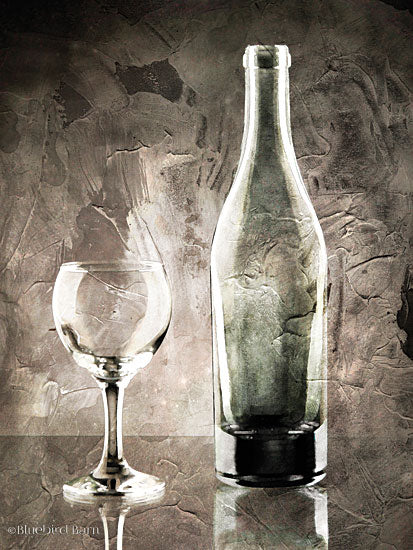 Bluebird Barn BLUE181 - Moody Gray Wine Glass Still Life - 12x16 Glassware, Still Life, Black & White, Modern from Penny Lane