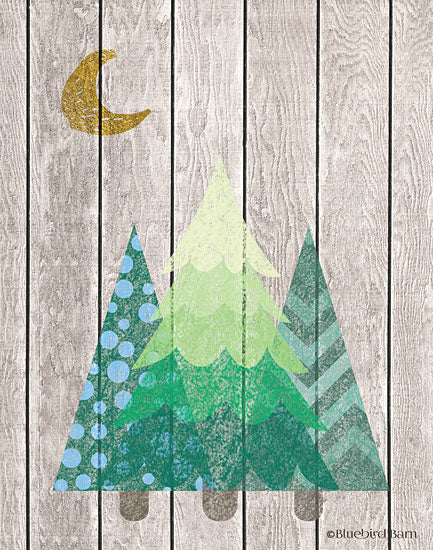 Bluebird Barn BLUE188 - Whimsical Trees Under the Moon - 12x16 Trees, Pine Trees, Shiplap, Abstract, Moon from Penny Lane