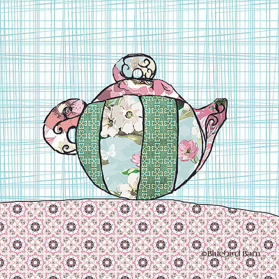 Bluebird Barn BLUE195 - Whimsical Floral Round Teapot - 12x12 Teapot, Quilted, Abstract, Fabric, Whimsical, Flowers from Penny Lane