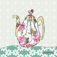 BLUE196 - Whimsical Floral Tall Teapot - 12x12