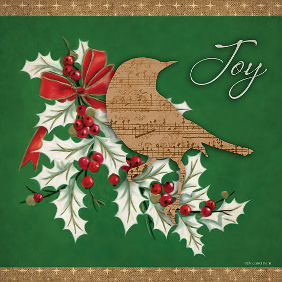 Bluebird Barn BLUE475 - BLUE475 - Joy Christmas Bird   - 12x12 Signs, Typography, Music, Birds, Christmas Ivy, Bow from Penny Lane