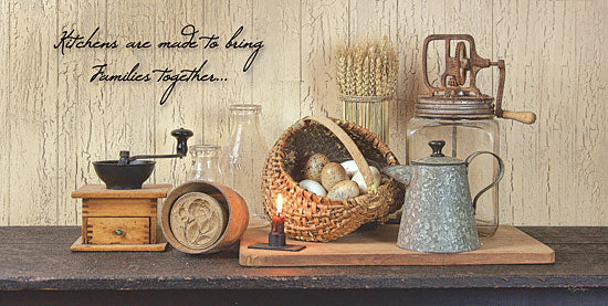 Susie Boyer BOY280 - Kitchens - Bring Families Together - Coffee Grinder, Basket, Eggs, Pitcher, Antiques from Penny Lane Publishing