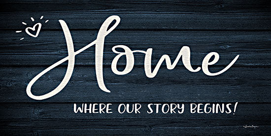 Susie Boyer BOY631 - BOY631 - Home - Where Our Story Begins - 18x9 Inspirational, Home Where Our Story Begins, Typography, Signs, Textual Art, Heart, Black & White, Family from Penny Lane