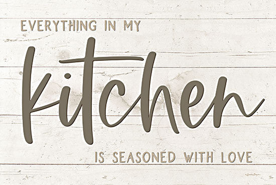 Susie Boyer BOY656 - BOY656 - Seasoned with Love Kitchen    - 18x12 Seasoned with Love Kitchen, Kitchen, Wood Background, Family, Neutral Palette, Typography, Signs from Penny Lane