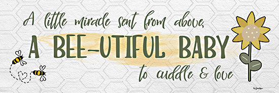 Susie Boyer BOY738A - BOY738A - Bee-Utiful Baby    - 36x12 Baby, Baby's Room, New Baby, A Little Miracle Sent From Above, Typography, Signs, Textual Art, Inspirational, Bees, Flower, Honeycomb Pattern from Penny Lane