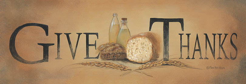 Pam Britton BR252B - BR252B - Give Thanks - 36x12 Give Thanks, Bread, Oil, Wheat, Primitive, Signs, Kitchen, Rustic from Penny Lane
