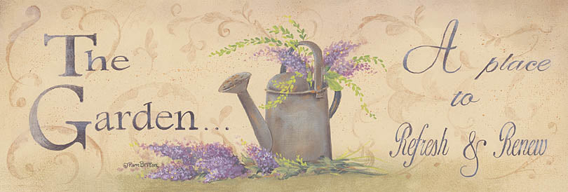 Pam Britton BR283A - BR283A - A Place to Refresh - 36x12 Garden, Lilacs, Flowers, Blooms, Signs, Watering Can, Primitive from Penny Lane