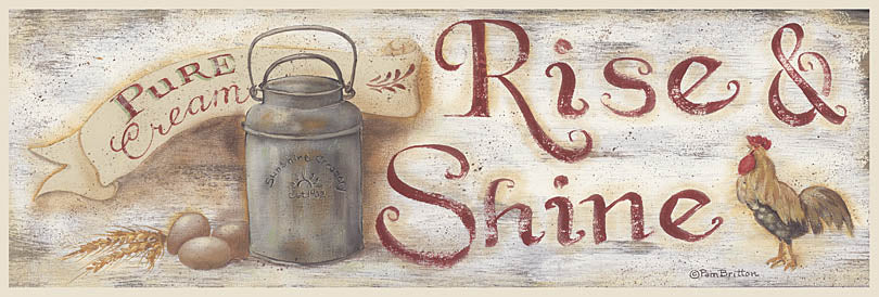 Pam Britton BR288D - BR288D - Rise & Shine - 36x12 Rise & Shine, Rooster, Milk Can, Farm, Signs, Primitive from Penny Lane