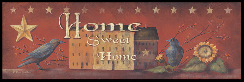 Pam Britton BR300A - BR300A - Home Sweet Home - 36x12 Home Sweet Home, Saltbox Houses, Birds, Sunflowers, Barn Star, Stars, Primitive, Rustic, Country from Penny Lane