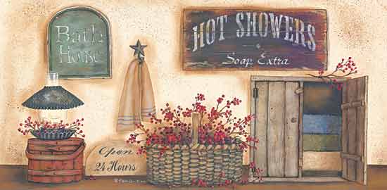 Pam Britton BR327 - Bath House - Bath, Towels Flowers, Lamp, Signs from Penny Lane Publishing