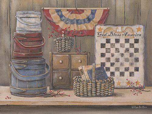 Pam Britton BR420 - God Bless America - Primitive, Inspirational, Still Life, Patriotic, Country from Penny Lane Publishing
