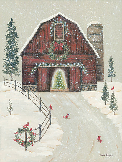 Pam Britton BR496 - BR496 - Holiday Barn - 12x16 Holidays, Winter, Snow, Barn, Farm, Cardinals, Christmas Decorations from Penny Lane