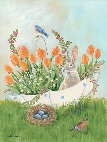 Pam Britton BR500 - BR500 - Umbrella Bounty - 12x16 Umbrella, Flowers, Rabbit, Birds, Blue Eggs from Penny Lane