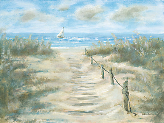 Pam Britton BR594 - BR594 - Path to Sandy Beach - 16x12 Coastal, Path, Beach, Ocean, Sailboat, Landscape, Beach Grass, Posts, Coast, Tropical from Penny Lane