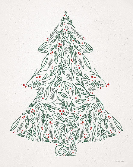 Kyra Brown BRO103 - BRO103 - Floral Christmas Tree - 12x16 Floral Christmas Tree, Holidays, Christmas Tree, Holly, Berries from Penny Lane