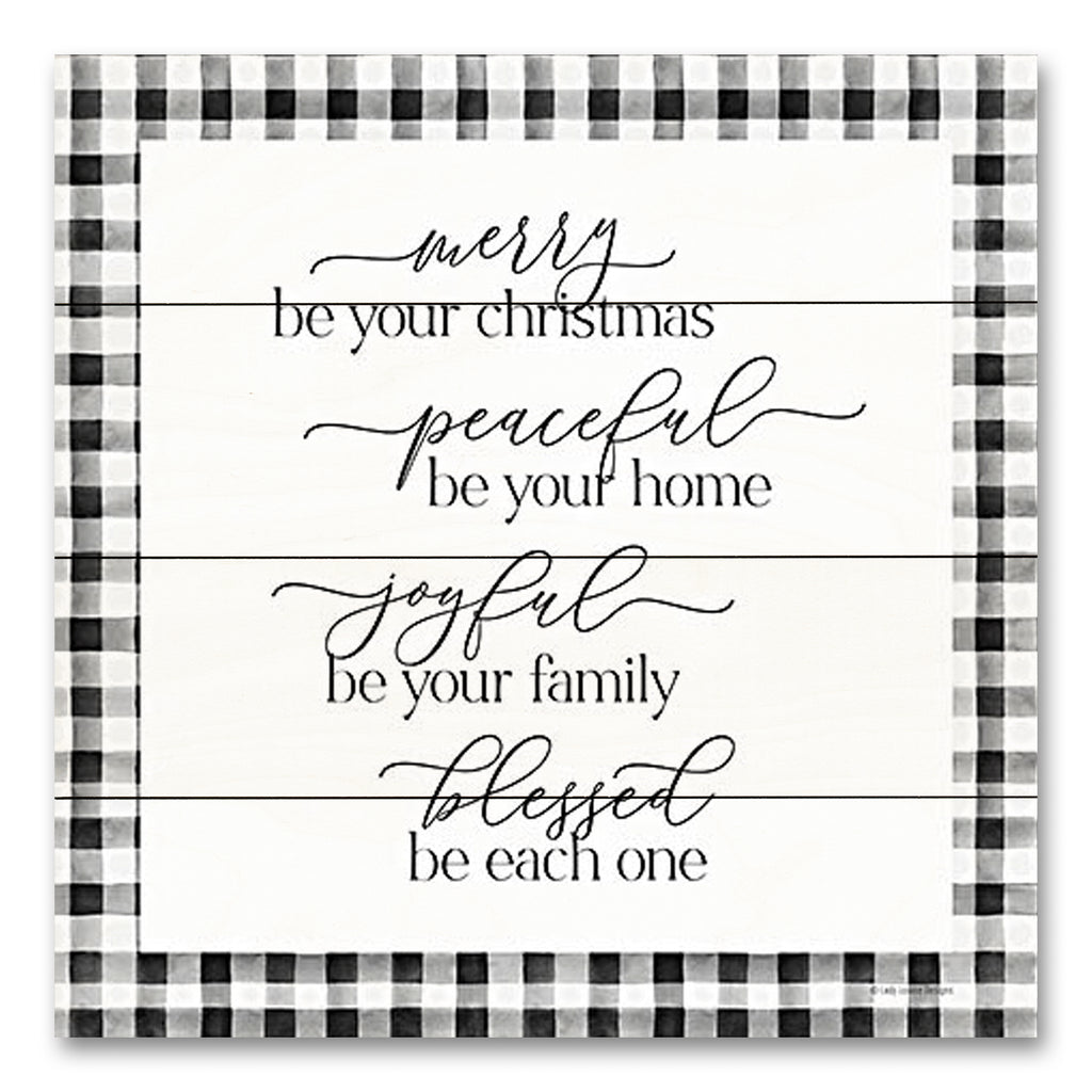 Lady Louise Designs BRO274PAL - BRO274PAL - Merry be Your Christmas - 12x12 Christmas, Holidays, Typography, Family, Home, Plaid, Black & White, Signs, Winter from Penny Lane