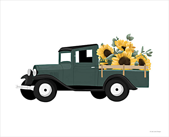 Lady Louise Designs BRO288 - BRO288 - Sunflower Truck - 16x12 Fall, Truck, Sunflowers, Whimsical, Green Truck, Flowers from Penny Lane