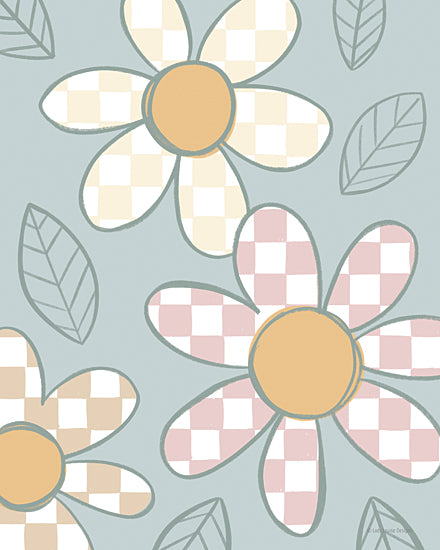 Lady Louise Designs BRO295 - BRO295 - Checkered Daisies - 12x16 Flowers, Daisies, Checkered Daisies, Pink and Yellow Daisies, Botanical, Farmhouse/Country from Penny Lane