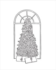 BRO329LIC - Christmas Tree Line Drawing - 0