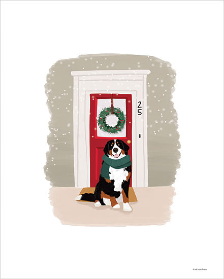 Lady Louise Designs BRO330 - BRO330 - Christmas Dog - 12x16 Christmas, Holidays, Dog, Pets, Front Door, Whimsical from Penny Lane